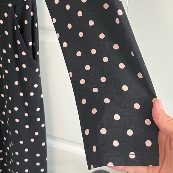 Boden Abigail Black and Pink Polka Dot Long Sleeve Dress Size 10P Jersey Knit - Picture 7 of 16